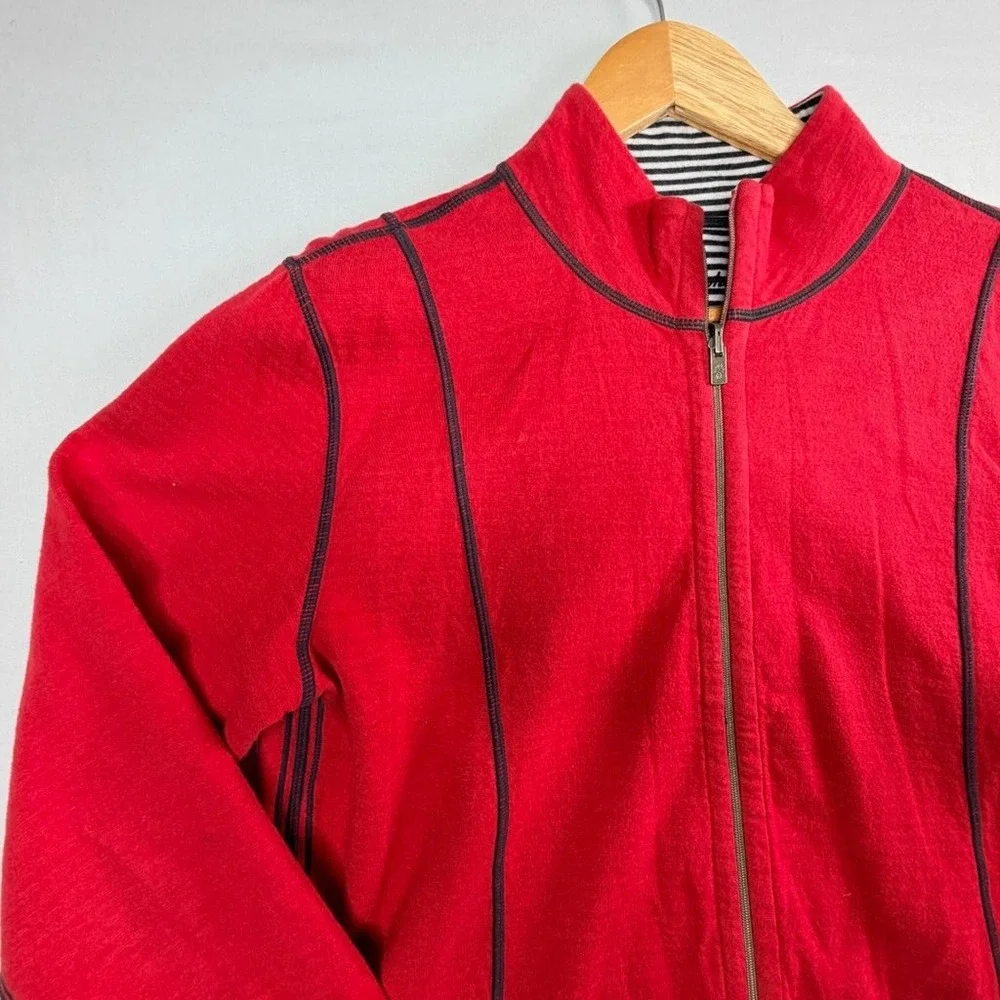 Tommy Bahama Mens Full Zip Sweatshirt Red Mock Neck Striped Lining XL